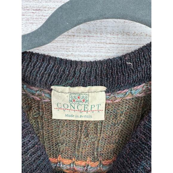 Vintage 80s Concept Knitwear Sheep Ram Print Crewneck Sweater Adult L Britain - Picture 6 of 9